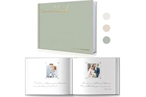 WeddingGiftsWedding Elegant Linen Wedding Guset Book - Polaroid Guest Book for Wedding Reception,Baby Shower,Bridal Shower and Special Events - 100 Blank Pages for Sign in and Photos (B-Sage Green)