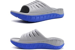 KuaiLu Mens Recovery Sandals With Comfortable Plantar Fasciitis Arch Support, Orthotic Open Toe Sport Slides Thick Cushion Reduces Stress on Feet, Joints & Back Post-Exercise