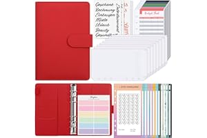 SKYDUE Carpeta Presupuesto A6 Con Desafío De Ahorro, Sobres Ahorro Dinero, Carpeta Ahorro Dinero, Carpeta A6 Organizador De Dinero Para Viajes Y Carpetas De Diario(Rojo Vino)