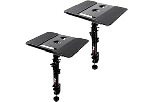 Tlingt Support Studio Monitor Ständer, Lautsprecher Tischhalterung, Ständer für Lautsprecherboxen mit Tischklemme für Studiomonitore, Klemmhalterung, Drehbar, Neigbar, Höhenverstellbar, Schwarz