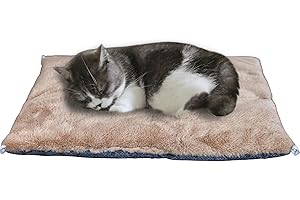 petfelix Self Warming Cat Mat, 24''*20'' Non-Skid Thermal Pet Mat, Cat Blanket for Indoor Cats, Washable Outdoor Insulation for Cat House, Carrier Cat Bed, Dog Crate Mat, Short-Fluff Brown