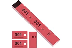 Nezyo 100 Tickets Guardarropa de 3 Partes Resguardos Numerados del 1 al 100 Tarjetas Numeradas Tickets Vestuario Perforados y Precortados para Recepción Gala Tintorería Tómbola Sastre (Rojo)
