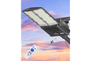 JAYNLT Y-10500W Farolas Solares Exterior, 65000K Luces Solares LED con Sensor de Movimiento, IP67 Impermeables Farola Solar Potente Potente, Foco Solar Exterior para Patio, Calzadas, Calle