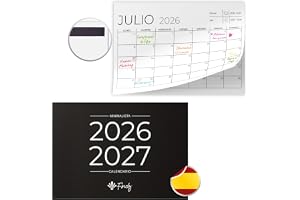 Finoly Magnetisk Kalender för Kylskåp på Spanska Juli 2026 till December 2027 (18 Månader)