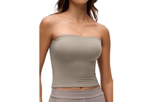 CRZ YOGA Butterluxe Dubbelfodrad kort tubtopp | Avslappnad, extremt mjuk, tight passform, elastisk kant, axelbandslös bandeau