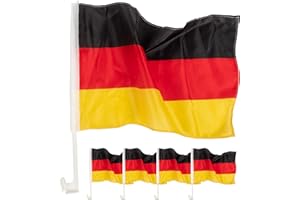 Bock op Kölle EM Fanartikel 4 x Autofahne Deutschland – Auto-Fenster Fahne Germany – 40 cm x 30 cm - Schwarz Rot Gold