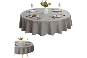 Rund duk, 120 cm diameter för utomhusbruk, rund duk i bomull och linne, tvättbar modern bordsduk, för matsal, trädgård, picknick, födelsedag, bröllop, hem
