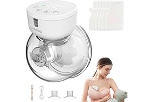 FEIMUOSI Wearable Breast Pump Hands Free, Portable Electric Breast Pumps 3 Modes 9 Levels Leak-Proof Massage Function Rechargeable Wireless Low Noise Painless Breastfeeding Pump Single 19/21/24mm Flange