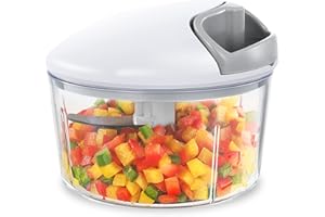 GEEDEL Tritatutto Manuale, Facile Da Pulire Trita Verdure, Tritatutto a Corda Per Verdura, Cipolla, Frutta, Insalata, Prezzemolo, ecc - 600 ml