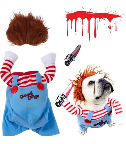 Halloween Hundekostüm Chucky – Verstellbar, Für Kleine & Mittelgroße Hunde, Lustiges Cosplay-Outfit Für Partys
