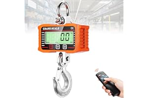 Drcowu 1000kg/2000lb Hanging Scales Digital, Electronic Crane Scale with Remote Control, Industrial Heavy Duty Scales for Farm, Garage, Hunting, Factory, Construction & Lift with Accurate Sensor