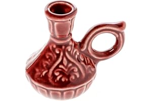 Danilovo Świecznik w Kształcie Dzbanka, Ceramiczny Uchwyt na Świece Prawosławne, Idealny do Cienkich Świec o Średnicy 1,1 cm (Burgundowy)