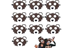 XNBTFK 10 PCS Halloween Mask for Kids, Bear Mask Set, Animal Masks for Kids, Non-Woven Material, Perfect for Birthday Party, School Play, Role Play