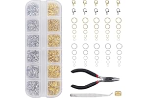 Zythrem 1440 Stück Schmuckherstellung Zubehör, Kettenverschluss, Verschlüsse für Armbänder, DIY Schmuckherstellung und Halsketten Reparaturset mit Offene Biegeringe