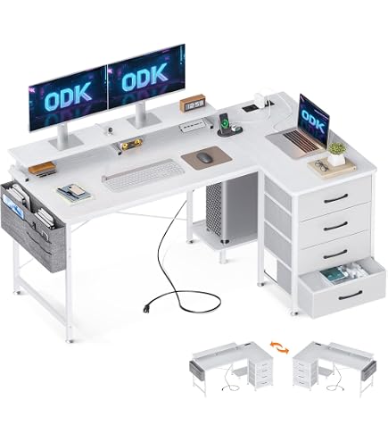 Lufeiya Computertisch Mit Schubladen – 119 Cm, Grau, Für Homeoffice & Gaming