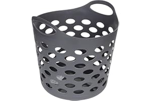 CLEAN HOUSE Panier à Linge Rond - 28 L - Gris