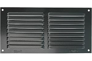 Amig - Grille Rectangulaire en Aluminium | Grilles de Ventilation pour Sortie d'Air | Idéale pour Plafond de Cuisine et Salle de Bain | Dimensions 100 x 200 mm | Couleur Noire