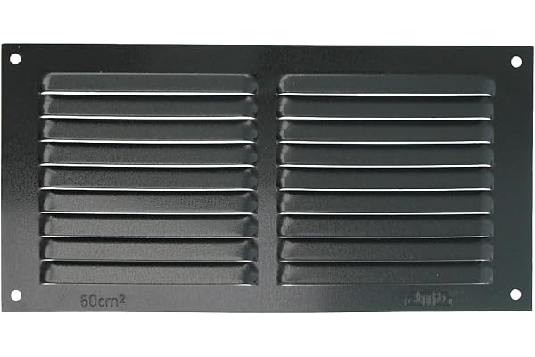 Amig - Grille Rectangulaire en Aluminium | Grilles de Ventilation pour Sortie d'air | Idéale pour Plafond de Cuisine et Salle de Bain | Dimensions 100 x 200 mm | Couleur Noire