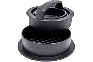 NERTHUS FIH 1460 Prensa para hamburguesas BPA Free, compacta y apilable, con base y prensa en dos tamaños, ideal para hamburguesas caseras y rellenas