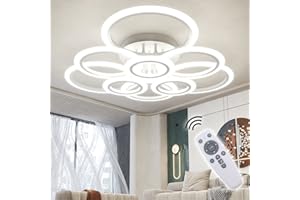 RUYI plafonnier LED moderne dimmable télécommande 9 anneaux plafonnier 120W 10800LM, plafonnier pour salon, chambre, cuisine, couloir, balcon, salle à manger, blanc, 2800-7000K