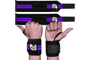 BRANCE Heavy Duty Professional Standard Power Weight Lifting Wrist Wraps - Supports Gym Training Fist Straps - Sold as Pair & One Size Fits All