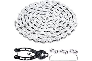 YBEKI Chaîne Vélo 6/7/8 Vitesses Anti-Rouille | Certifiée EN 14872 avec 3 Maillons Rapides & Outil Pro | Compatible Shimano/SRAM (1/2"x3/32" 116L)