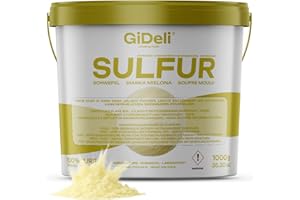 GiDeli Soufre en poudre 1000g Inorganique 99,9% fin pour l'industrie cosmétique, entretien des sols, plantes - Soufre en seau 1kg