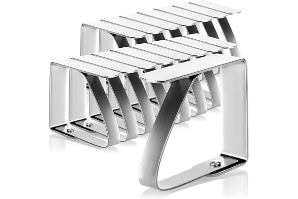 com-four® 16x Pinces à Nappe en Acier Inoxydable - Supports à Tissus résistants aux intempéries - Pinces de Table pour l'intérieur et l'extérieur - Pinces de Table - Clips métalliques