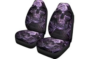 Belidome Autositzbezug mit Totenkopf-Motiv, komplettes Set, universal, strapazierfähig, 2-teiliges Set