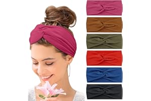 Kavya diadema anchas para el pelo mujer, bohemias elásticas suaves 6 piezas, estampadas, accesorios para mujeres adultas, yoga, deportes, multicolor fina