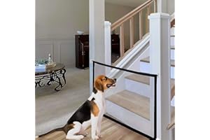 RAYNA GAMES Dog Gate Magic Gate Stair gates for dogs Pet Fence Indoor Pet Gate Prevention Folding Portable Pet Door Safety Protection Isolation Net Easy to Install(180 * 72CM)