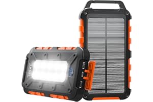 TOENNESEN Solar Powerbank 26800mAh, PD 15W Tragbare Solar Ladegerät USB-C Externer Akku Outdoor wasserdichtes Power Bank Solarpanel mit LED-Licht und 3 Outputs Ladegerät für Smartphones Tablets und mehr Orange