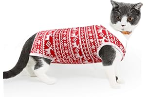 LIANZIMAU Costume de récupération de Chat avec Anti-léchage pour plaies Abdominales Doux vêtements pour Animaux de Compagnie intérieur Collier E Alternative pour Animal de Compagnie après la Chirurgie