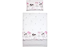 Baby Comfort 2 Piece Bedding Set 135x100 cm Duvet Cover & Pillowcase for Toddler Cot Bed (Grey Dancer)