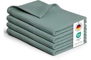 ‎BLUMTAL Blumtal® Geschirrtücher 50x70 cm im 4er Set - Geschirrtücher Baumwolle 100% - Küchentücher bei 60 °C waschbar - Waffeltuch - Spül- & Geschirrtücher - Putzlappen Baumwolle - Geschirrhandtuch in grün