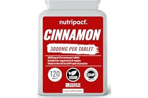 NUTRIPACT Cinnamon 3000mg Tablets - 120 Pack - for Blood Sugar Control & Weight Control Support Metabolism - Suitable for Vegetarians & Vegans - Made in The UK