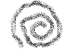 Ideen mit Herz Guirnalda deluxe de espumillón, bicolor, 4 cm de diámetro, 2 m de largo, guirnalda decorativa, de Navidad, decoración para fiestas (plateado y gris plata metalizado)