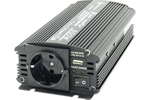 SOLARTRONICS Spannungswandler NM600 24V 600 Watt SCHWARZ - 1200 Watt Spitzenleistung - Wechselrichter 24v auf 230v - Blei- oder AGM-Batterie kompatibel - mit Schuko- & USB Anschluss