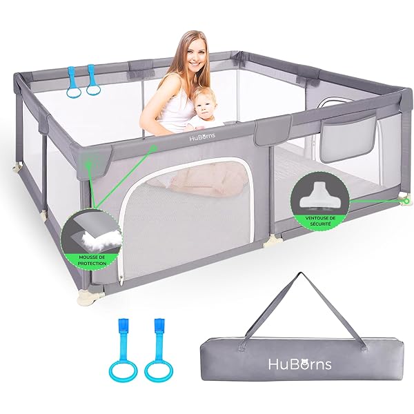 Akeraq Parc Bébé Modulable 150x150cm - Avec Tapis Rembourré, Hochet Et Balles - Sécurisé Et Portable - Pour Intérieur/Extérieur