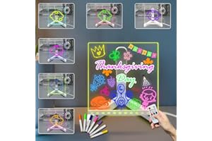 YAN-TECH Acrylic Dry Erase Board with Light Remote Control Light up Message Board with Stand 5.91×5.91Inch Dimming 7 Color Changing LED Drawing Board Desk Lamp LED Note Board with Colors Best Gift Home Decor