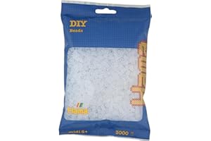 ‎HAMA Hama Perlen 201-19 - Bügelperlen Beutel mit ca. 3000 transparenten Midi Bastelperlen mit Durchmesser 5 mm in Weiß, kreativer Bastelspaß für Groß und Klein