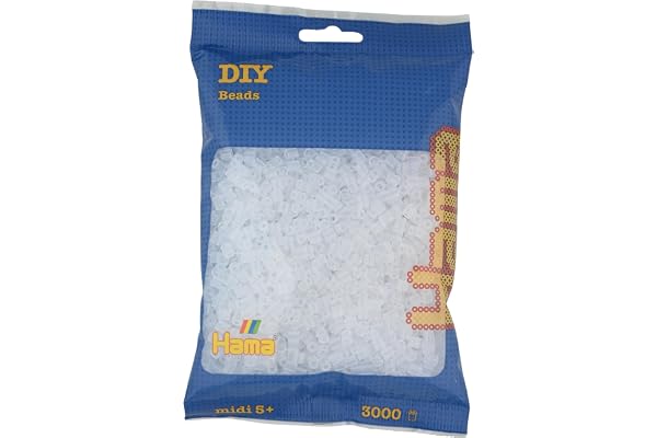 HAMA - sachet de perles à repasser | env. 3000 perles midi | loisirs créatifs et mosaïques pour enfants dès 5 ans | jeu créatif et décoration artisanale | clear