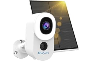 UCOCARE Camera Surveillance WiFi Exterieure sans Fil, 4MP Camera Solaire, Projecteurs de 400 Lumens, Vision Nocturne Couleur, Personnes Véhicule Suivi, Sirène et Alarme Lumineuse,SD/Cloud