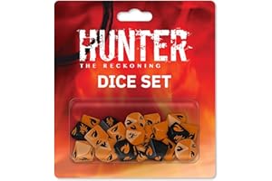 RENEGADE GAME STUDIOS Hunter: The Reckoning 5th Edition Dice Set | 15 Custom 20mm d10s for Tabletop RPG – Includes Orange & Black Desperation Dice