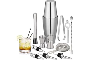 BOSSJOY Cocktail Shakers Bar Tools Set Cocktail Making Set Barkeeper Kit mit Allen Bar Zubehör, Cocktail Sieb, Double Jigger, Bar Löffel, Flaschenöffner, Ausgießer