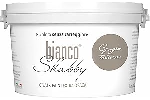 BIANCO SHABBY CHALK PAINT Grigio Tortora per Mobili e Pareti - Pittura Shabby Chic Vintage EXTRA OPACA (2,5 Litri)
