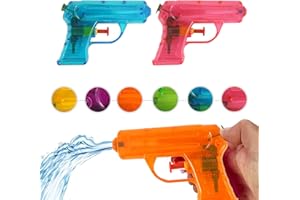 D.A.Y. REPUBLIC 2 Neon Water Pistols, Water Guns Available in 6 Bright Colours, Compact Mini Squirt Toy Ideal for Outdoor Play, Bath-Time Fun, Party Bags and Encouraging Imaginative Play