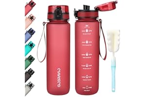 Gobravio Water Bottle 1l, Drinking Bottle BPA Free, Sports Bottle Leakproof Dishwasher Safe Water Bottle for Teenager, Adult, Sports, Hiking, Gym, Outdoor, School & Office