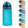 SOLARA Sipper Water Bottle for School Kids 500ml, Leakproof, Durable, BPA-Free Tritan with Motivational Time Marker, Perfect Kids Bottle for School, Home, Gifts & Outdoor, Blue Boss (2+ Years)