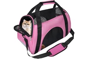 DPWEION Soft Sided Portable Cat Carrier, Foldable Pet Travel Carriers Bag For Cats/Small Dog/Puppy With Shoulder Strap & Removable Mat,Comfort Cat Basket Airline Approved(Pink/Medium)